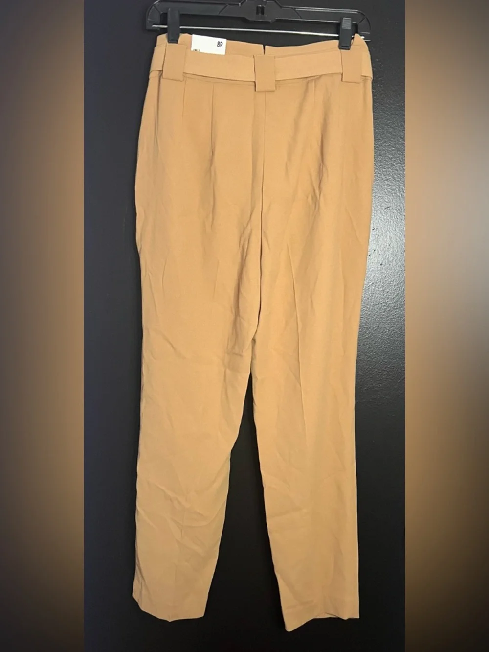 EXPRESS High-Waist Tie-Belt Paperbag Pants in Camel - Picture 3 of 3